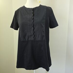 COS Classic Navy Blue Neutral Short Sleeve Women's Blouse, Sz S (PTP 19")